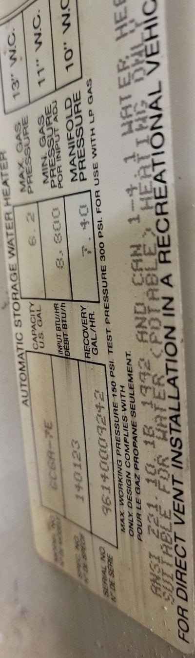 Atwood GC6A-7E 6-gallon propane RV water heater