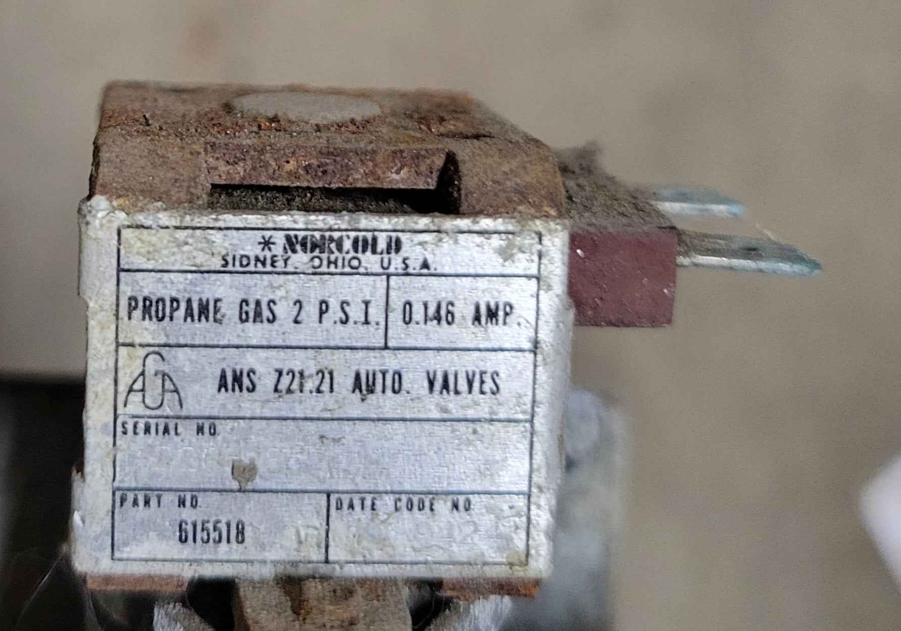 615518 Norcold Refrigerator Gas Valve Assembly and Burner Orific 1200