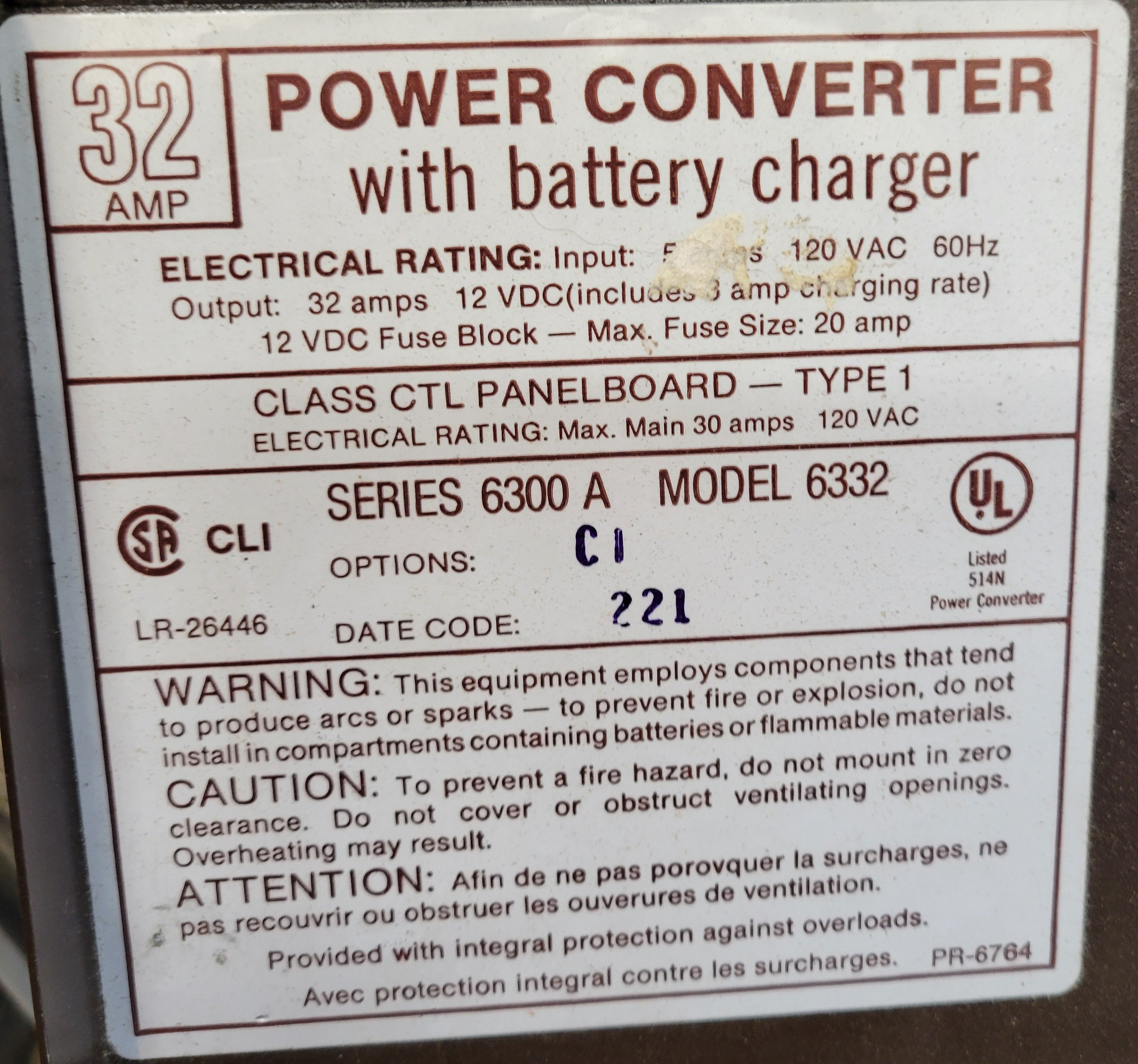 RV Converter 32 Amp Magnetek
