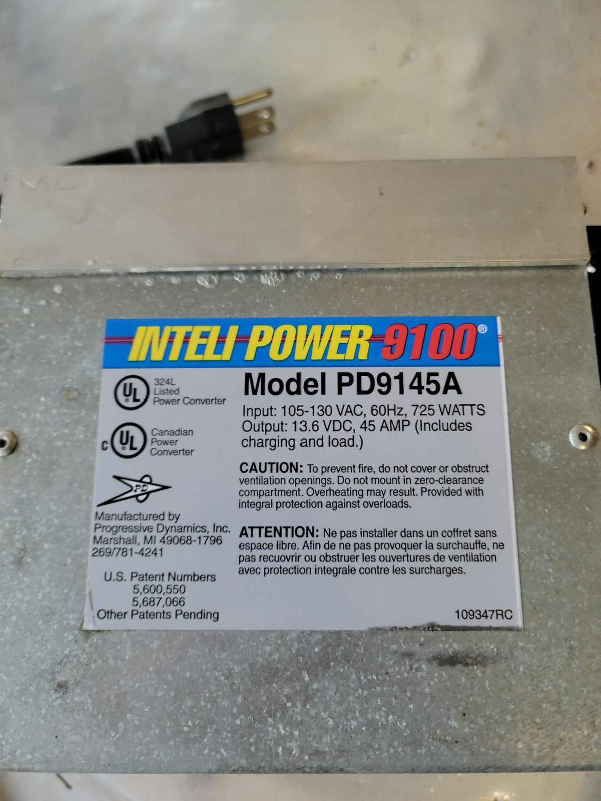 Inteli Power 9100 Converter Progressive Dynamics PD9145A