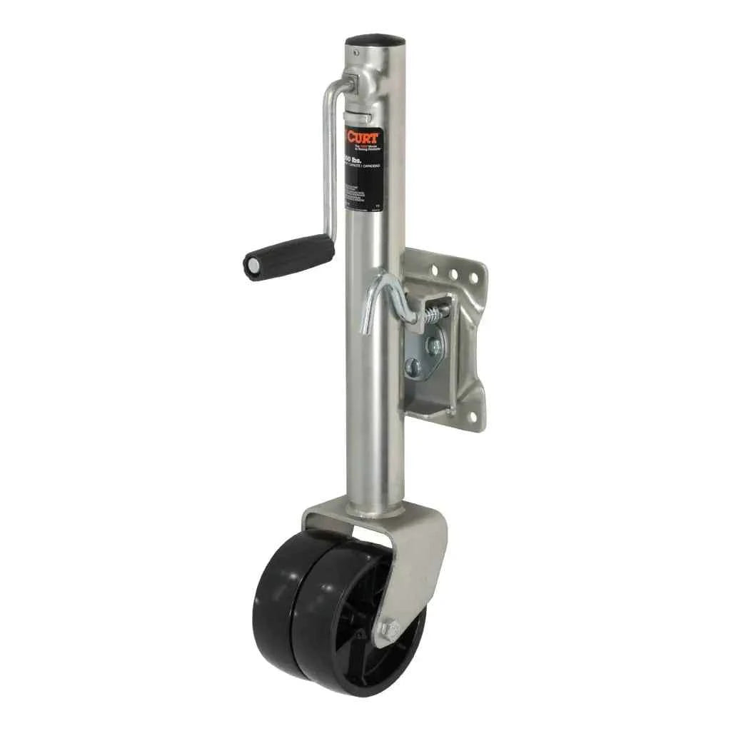 CURT 28155 1,500 lb Marine Sidewind Swivel Trailer Jack – Dual 6" Wheels