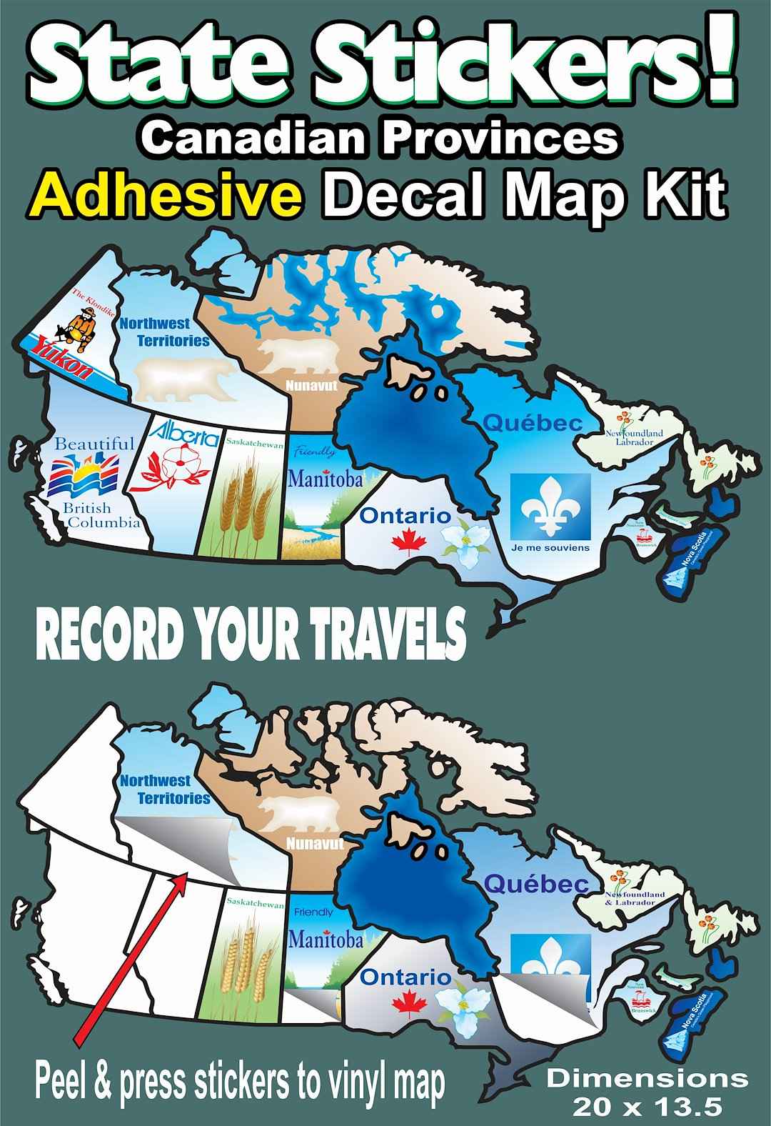 State Sticker 800 Travel Map Sticker - 20 in