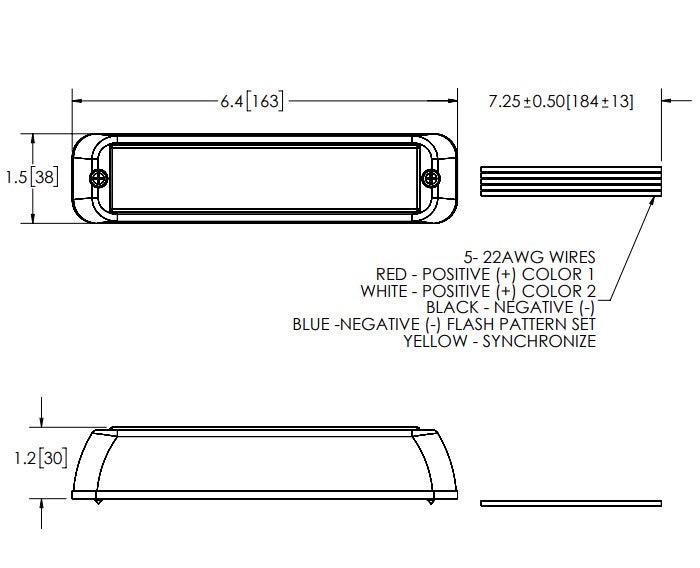 Ecco ED3766AB Dual-Color Two-Bolt LED Mini Warning Bar