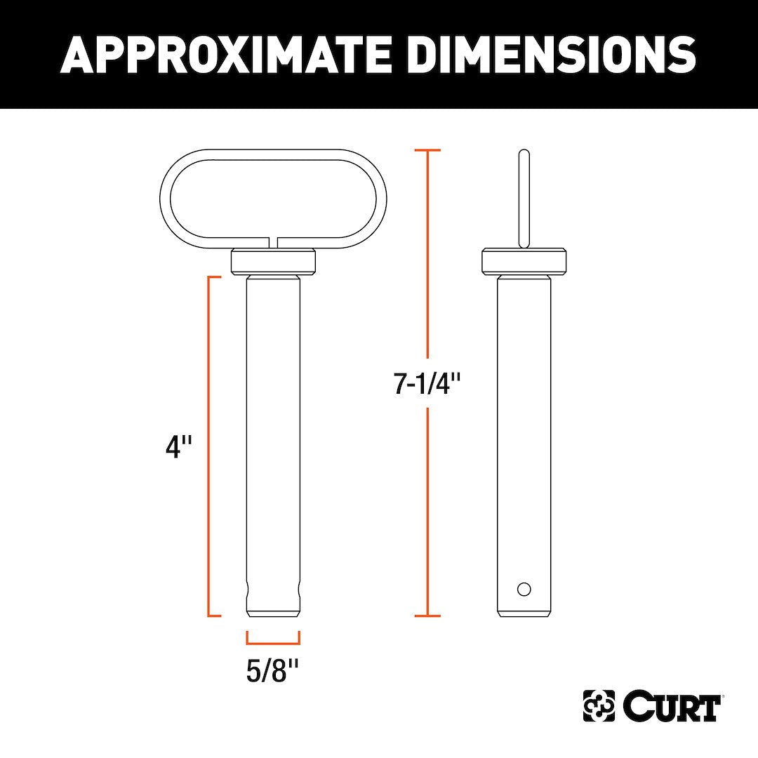 CURT Single 2 Inch Receiver Hitch Trailer Hitch Pin (45804)