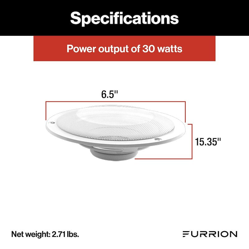 Furrion FS65W Altavoz de techo impermeable de 6.5" – 15W RMS, blanco