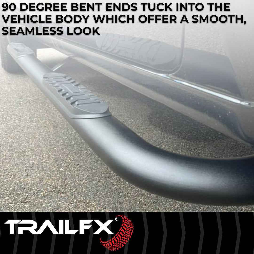 TrailFX A1011B 4 in Oval Nerf Step Bars - Black, 300 lb