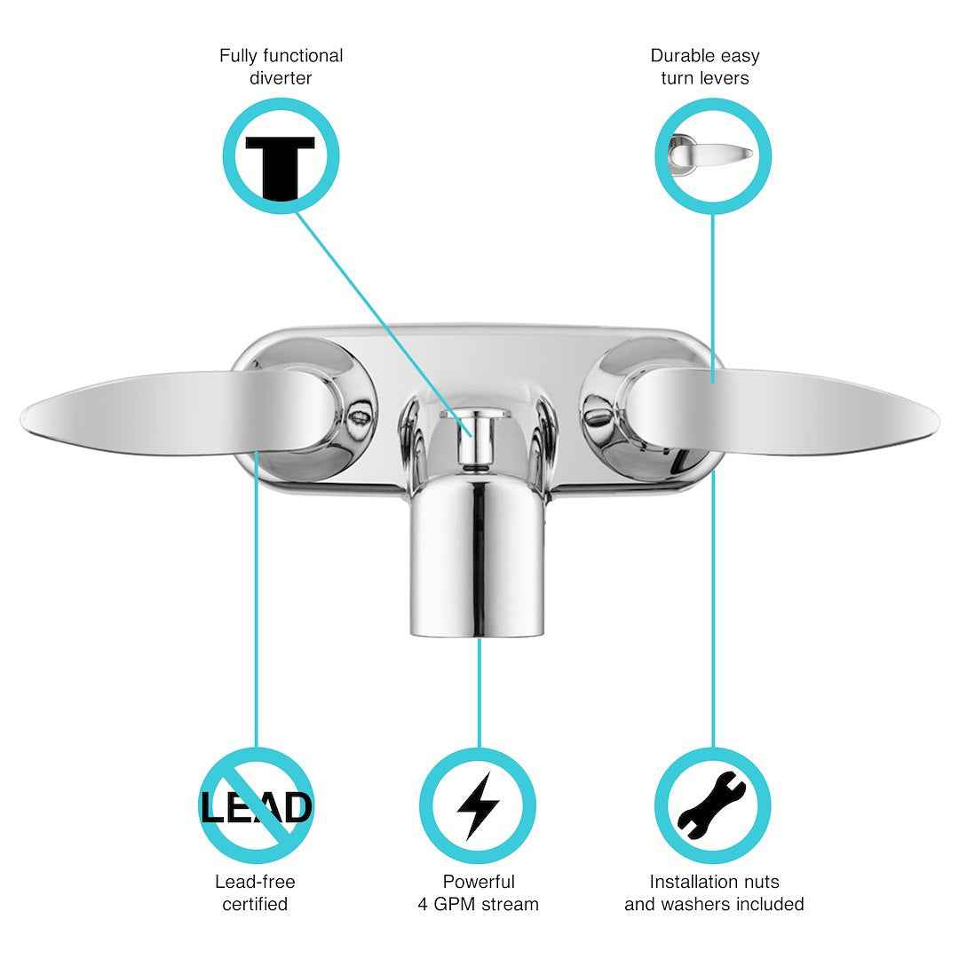 Dura Faucet DFSA110LHC RV Tub/Shower Faucet with Diverter
