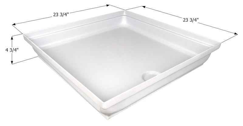 Icon 15235 24" x 24" RV Shower Pan – Polar White ABS Shower Base