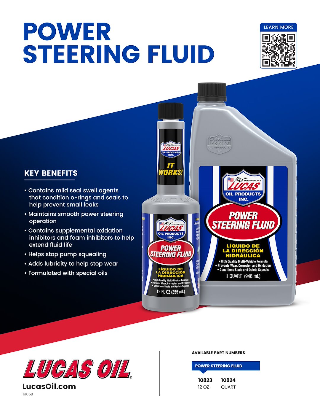 Lucas Oil 10824-6 Power Steering Fluid, Quart