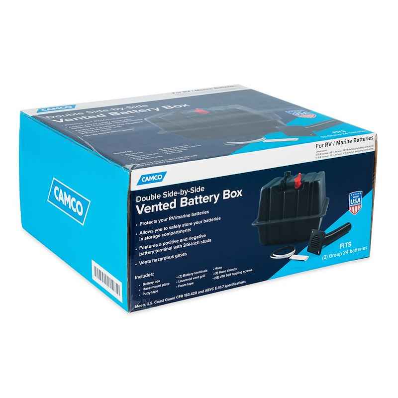 Dual Group 24 Battery Box Vented Side-By-Side Polypropylene – Camco 55370