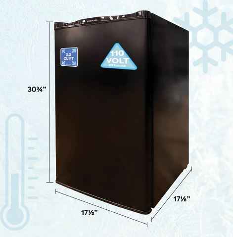 Everchill 3.2 Cu Ft Single Compartment RV Refrigerator, 110V, Left Swing