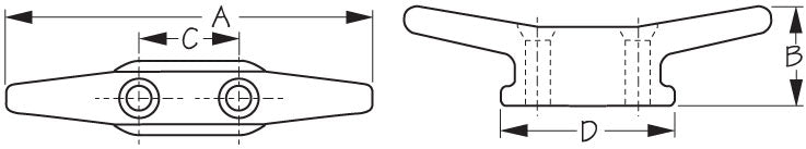 Sea Dog 046106 Countersunk Aluminum Rope Cleat
