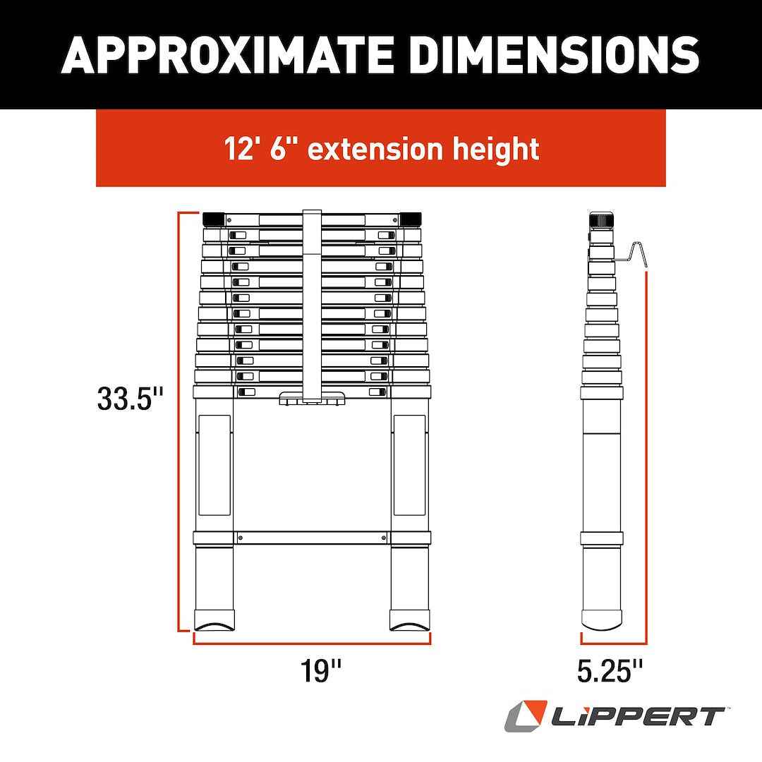 Lippert 2021097938 On-the-Go Telescoping RV Ladder - 12 ft 6 in