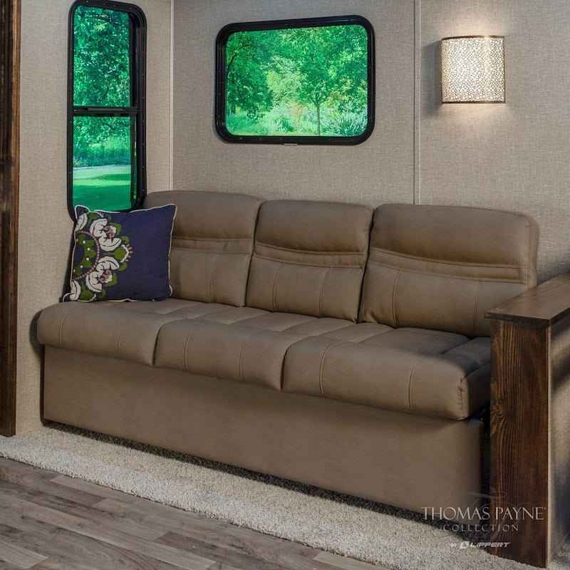 68” Jackknife RV Sofa – Grummond Tan – 3-Seater with Center Console