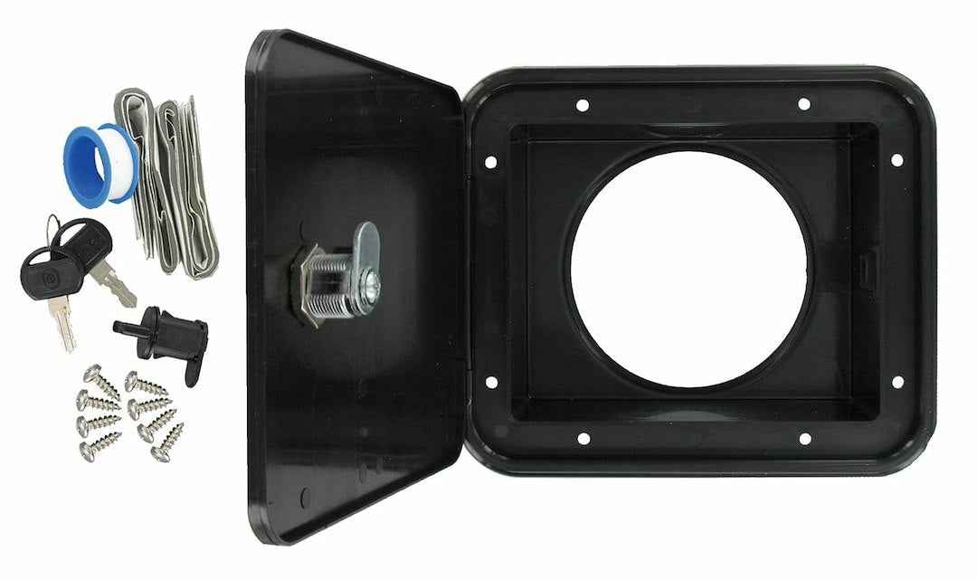 VALTERRA LLC D040471BKV Lockable Sewer Hose Storage Hatch - Black