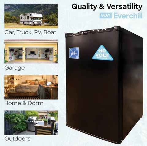 Everchill 3.2 Cu Ft Single Compartment RV Refrigerator, 110V, Left Swing