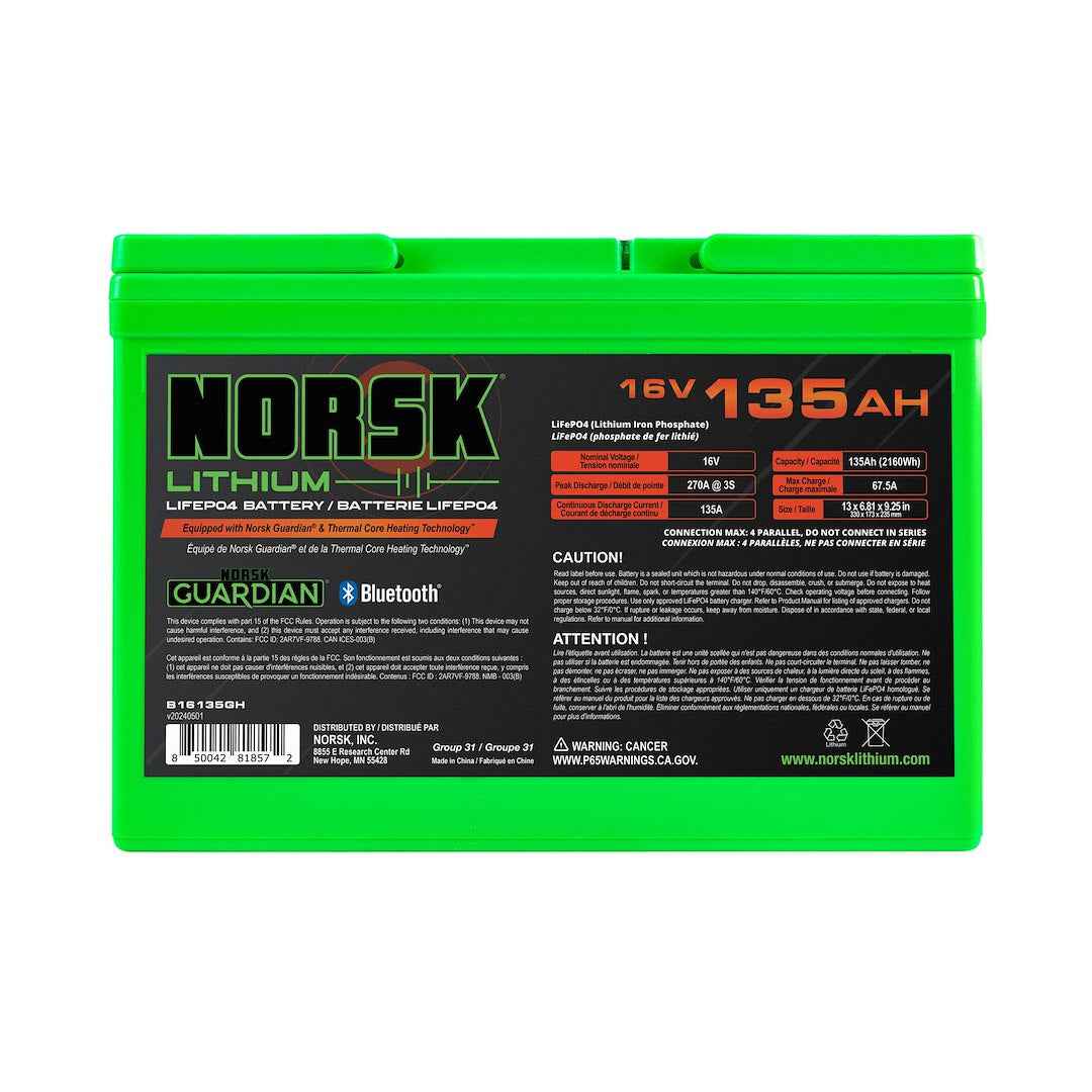 Norsk B16135GH 16V 135Ah Lithium Deep Cycle Battery