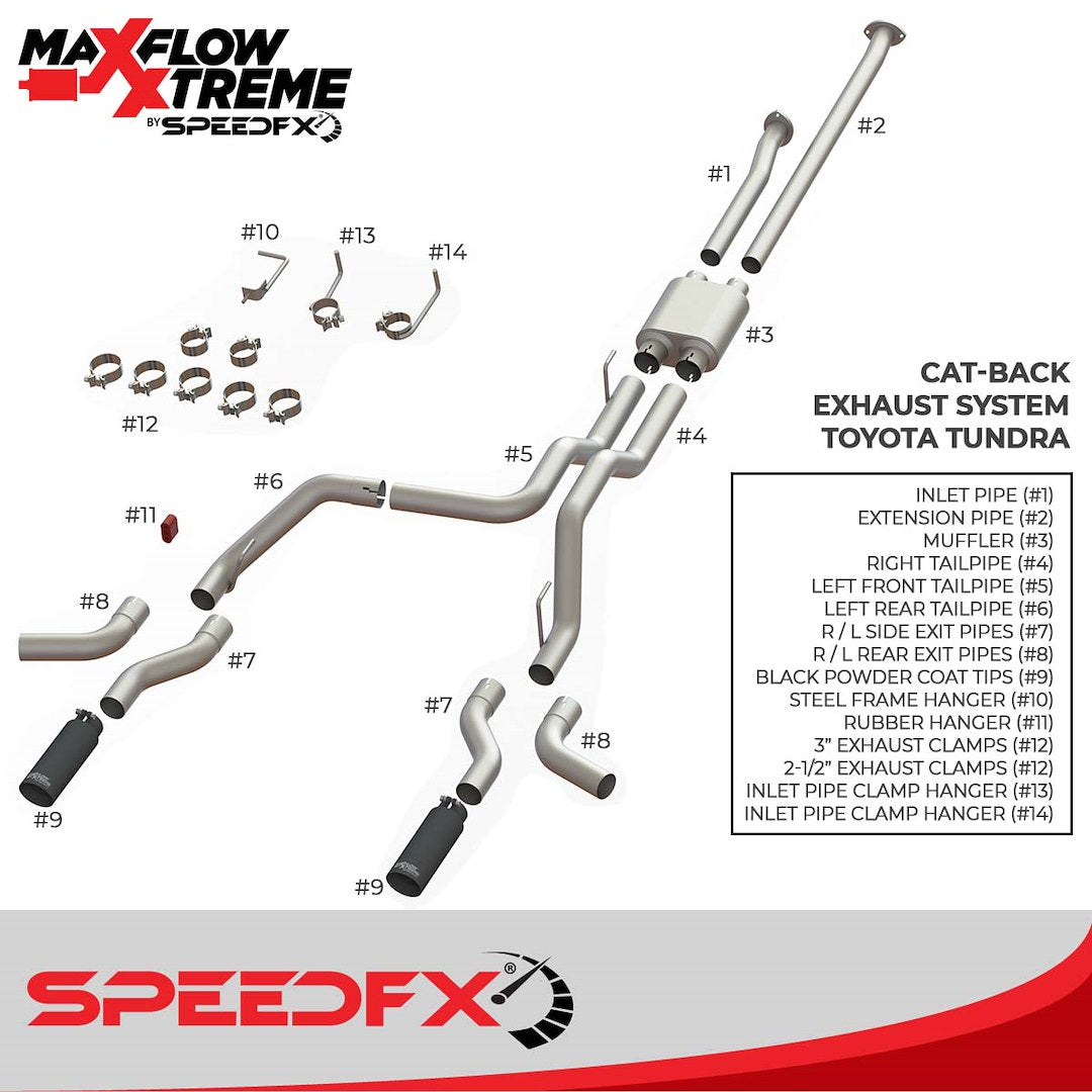 SpeedFX 50800 MaxFlow Xtreme Tundra Cat-Back Exhaust
