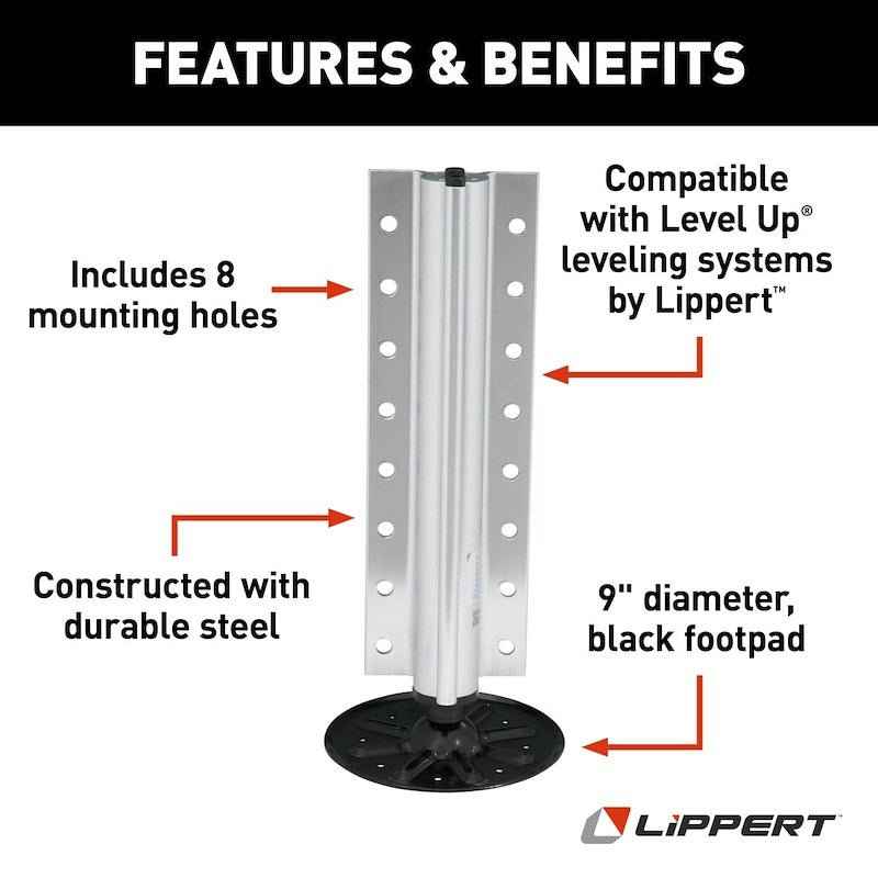 Lippert Hydraulic Leveling Jack – 8000 Pound Capacity, Single, Gen I, Aluminum