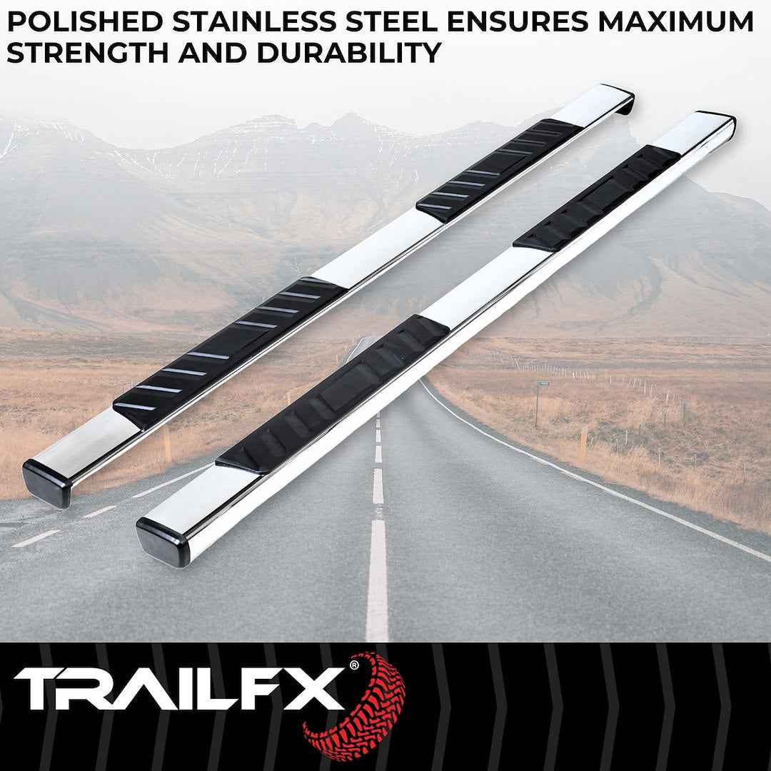 TrailFX A4018S 4 in Trapezoidal Nerf Step Bars - Stainless, 300 lb