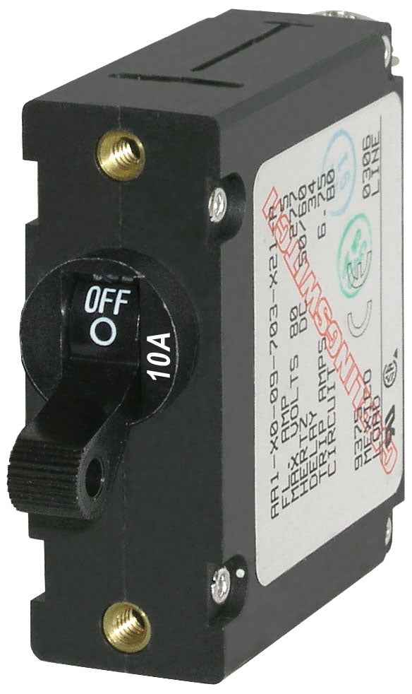 Blue Sea 7204-BSS 10A Hydraulic-Magnetic Circuit Breaker, 1-Pole