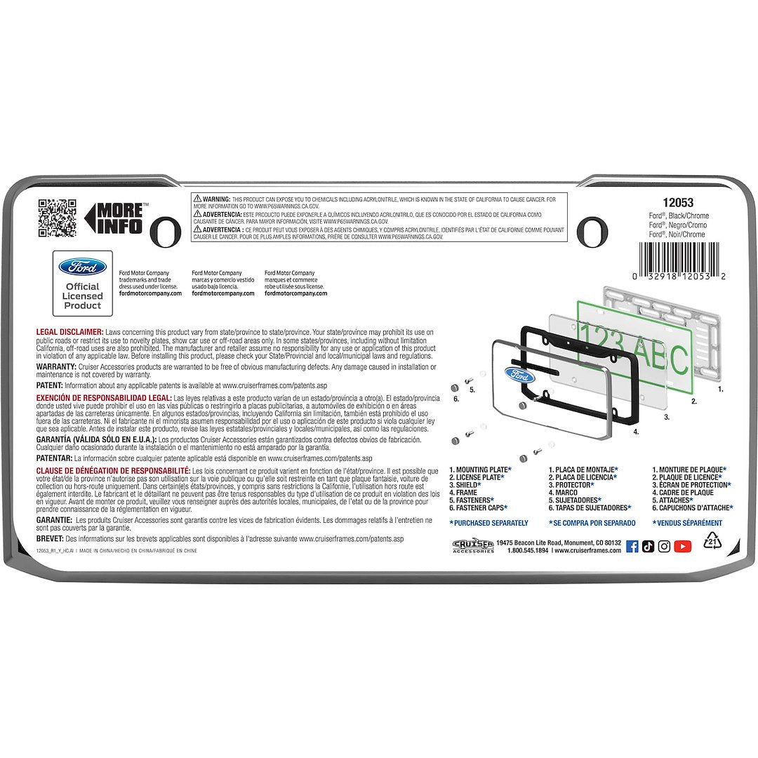 Cruiser 12053 Black/Chrome Ford License Plate Frame - image 6