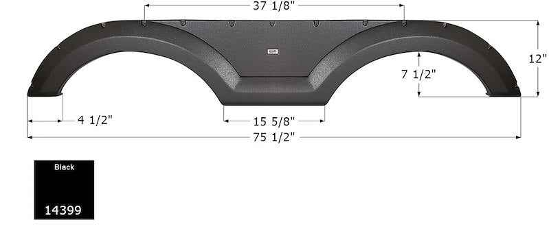 RV Fender Skirt – Tandem Axle 76" x 13" Black | ICON 14399