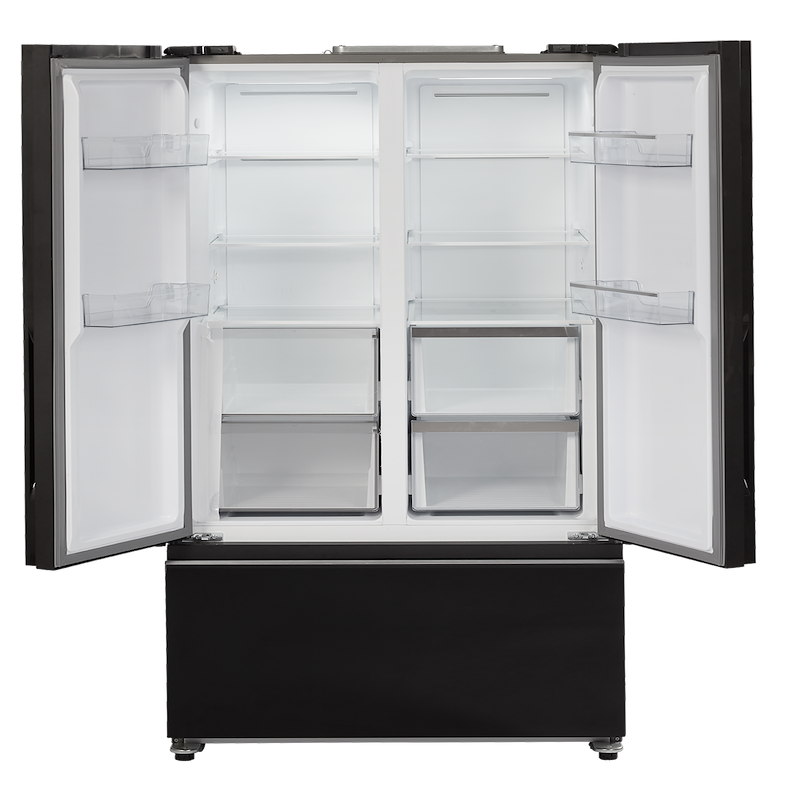Invision 12V RV Fridge 16.95 Cu Ft Triple Door With Freezer – Black Glass 180-2552