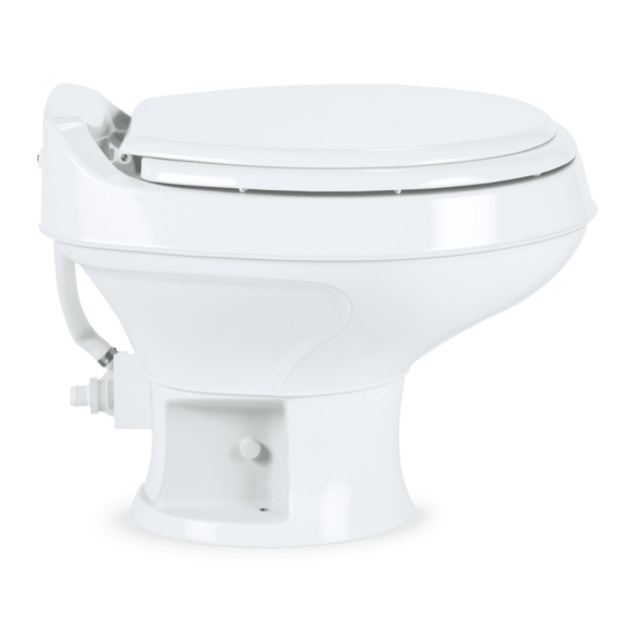 Dometic 301 Series RV Toilet – Permanent, Pedal Flush Control, White, Round
