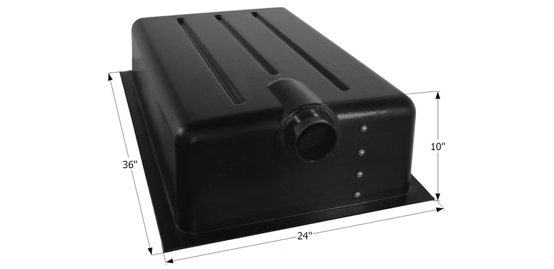 22 Gallon Waste Holding Tank – 36" L x 24" W x 10" H – Center End Drain – 12376