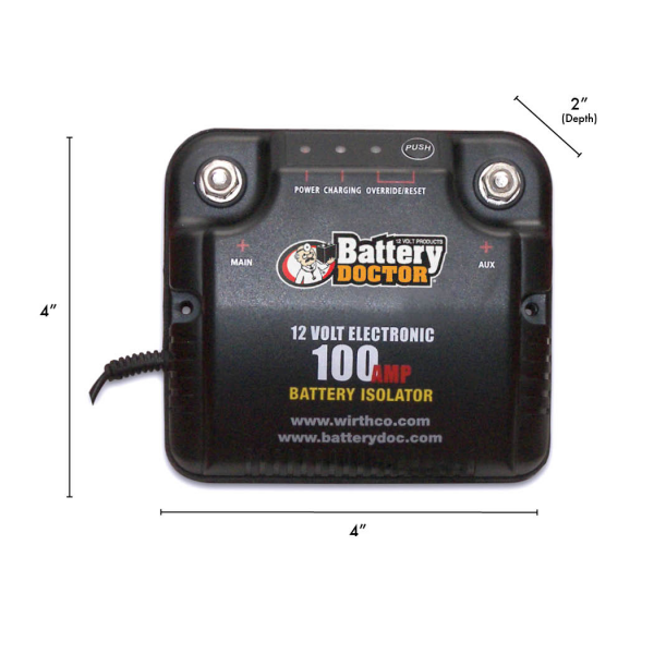 WirthCo 20090 Battery Doctor Battery Isolator – 100 Amp 12V Dual Battery Controller
