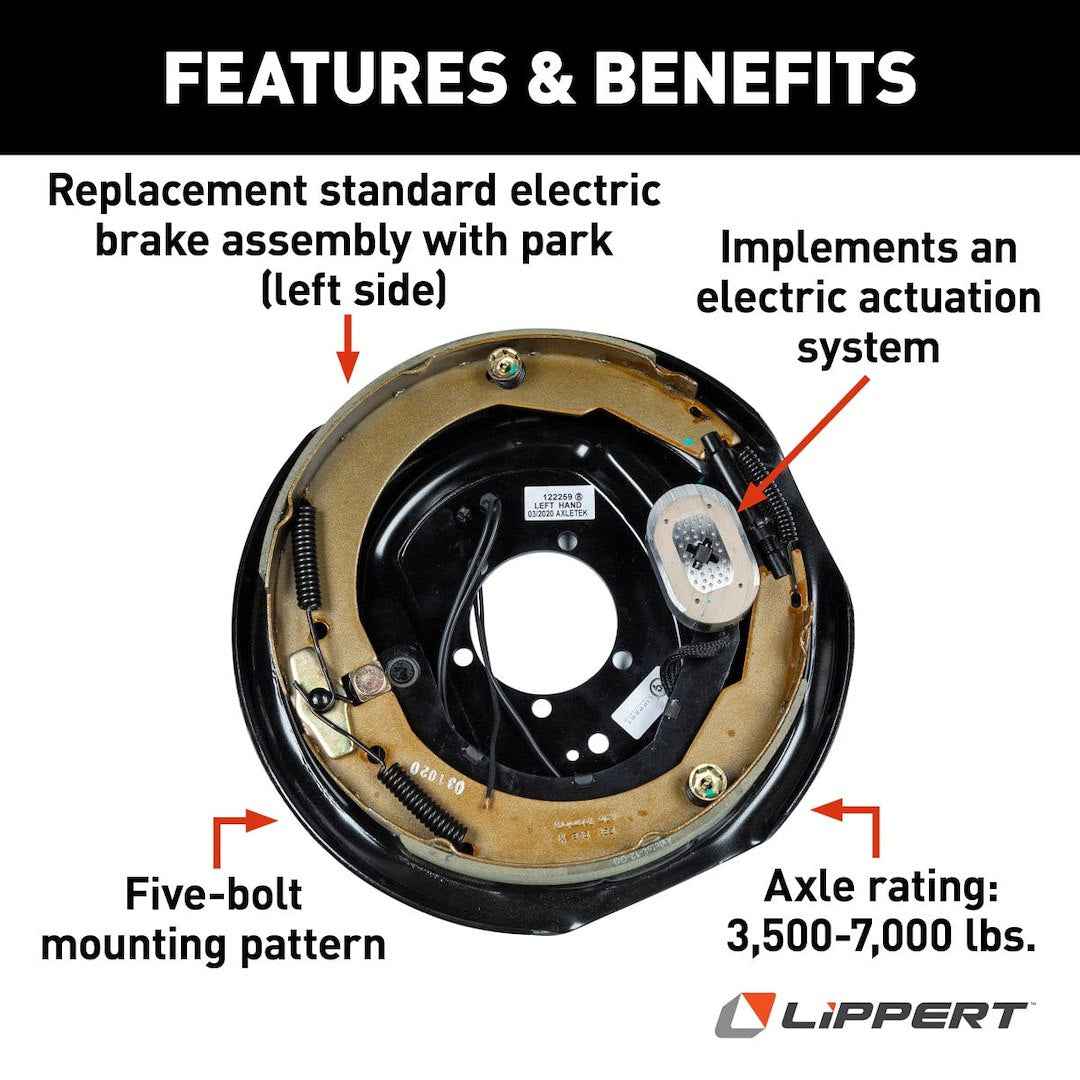 Lippert 298275 Left Electric Trailer Brake - 12 in x 2 in
