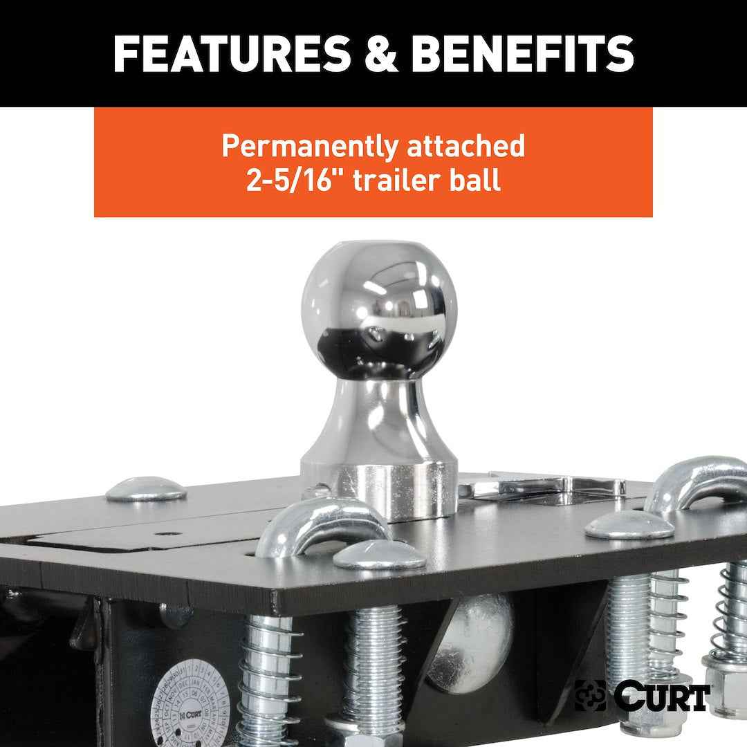 CURT 61052 Over-Bed Folding Ball Gooseneck Hitch - 30K