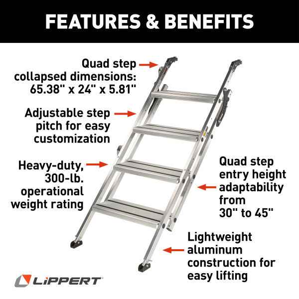 Lippert 2023024501 4-Step RV Entry Steps - 24 in, 300 lb