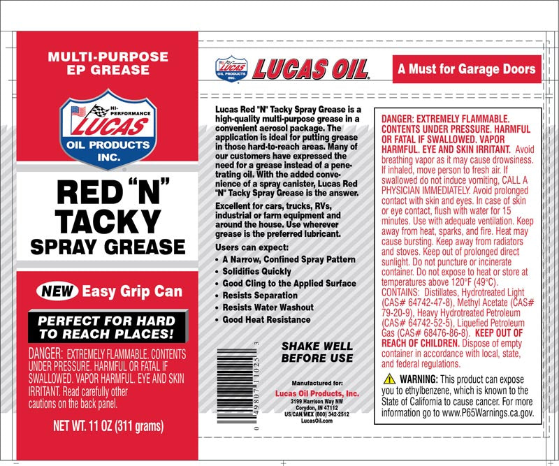 Lucas Oil 11025 Red N Tacky Spray Grease