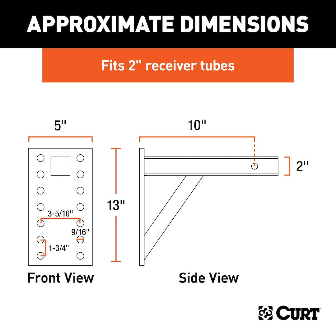 CURT 48341 Pintle Mount - 12-1/2 in Shank, 10000 lb