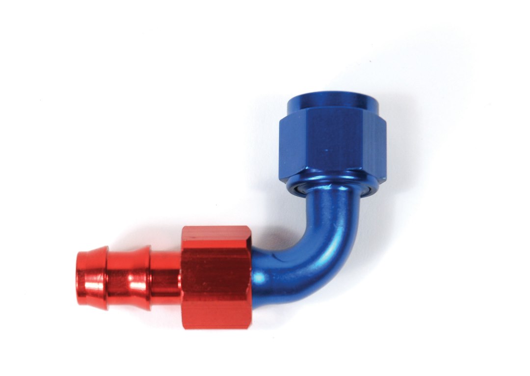 SpeedFX 520890 Red/Blue Aluminum 90-Degree -8 AN Hose End