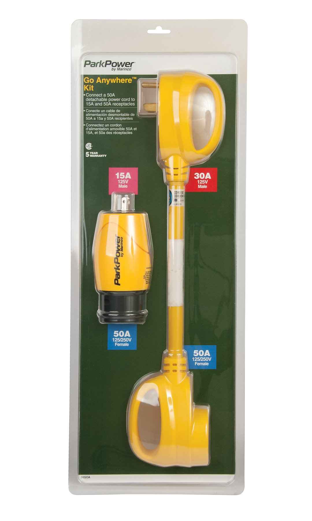 Marinco 50GOA Power Cord Adapter - Angled Blade