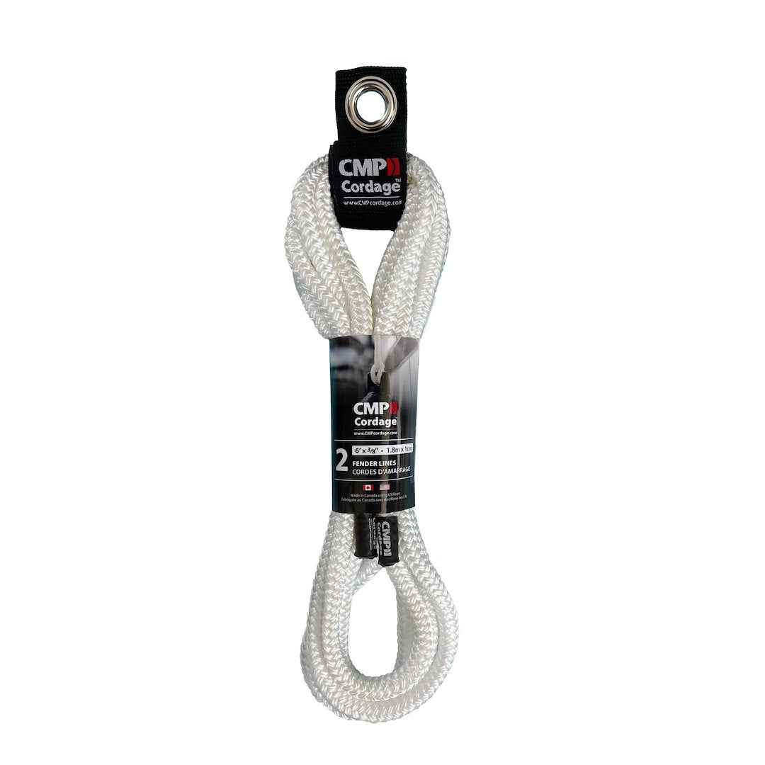 CMP Cordage CFL3806WH White 3/8-Inch Fender Lines, Two