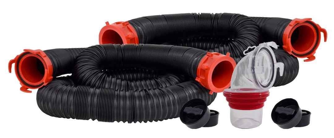 Valterra D04-0275 10 ft Poly RV Sewer Hose with Fittings