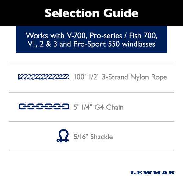Lewmar 69000331 Rope-to-Chain Anchor Rode - 1/2 in x 100 ft