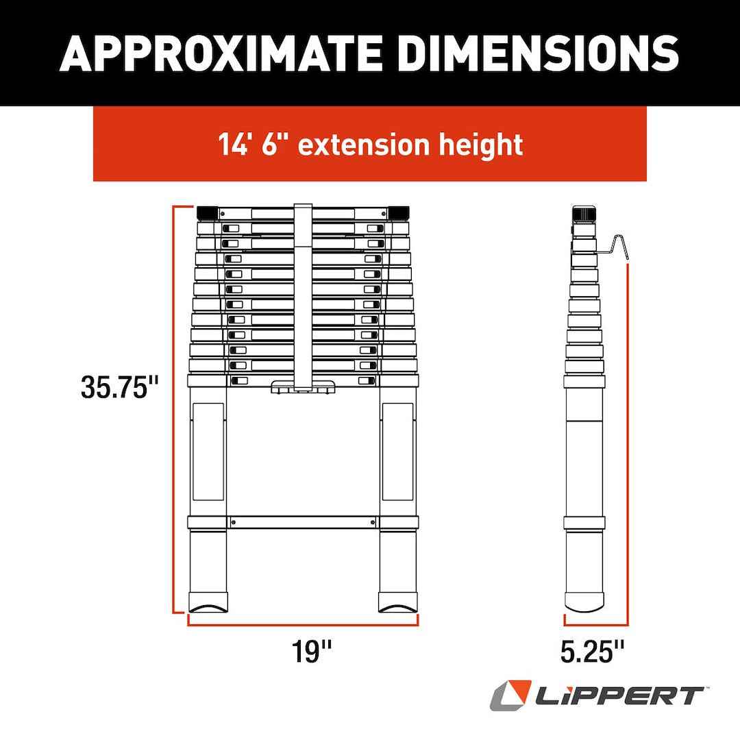 Lippert 2021126697 On-The-Go RV Ladder - 15 Steps, 330 lb