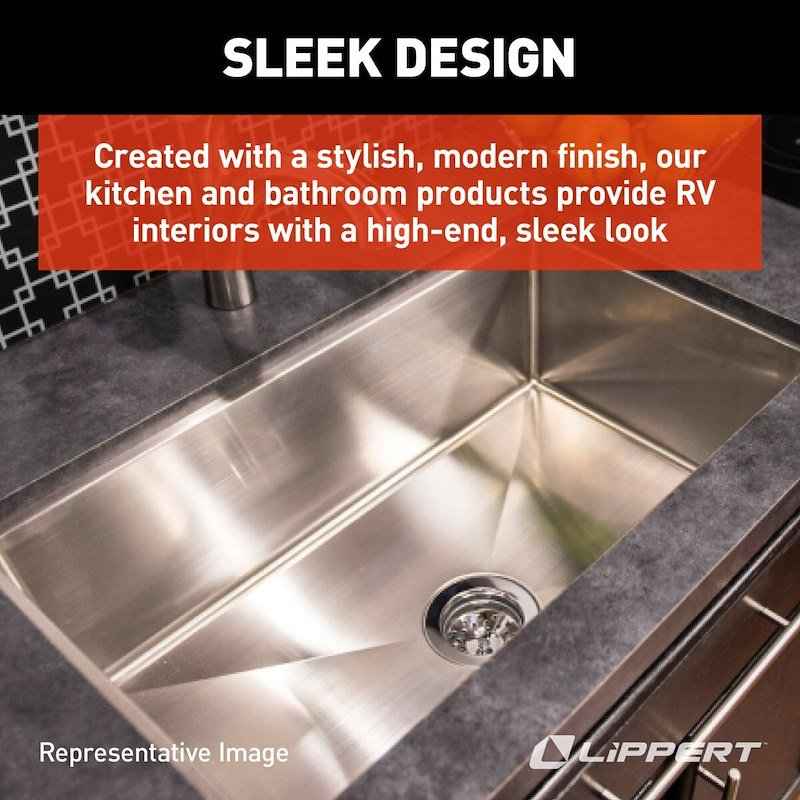 RV Undermount Square Sink – 27" Stainless Steel, No Faucet Mount