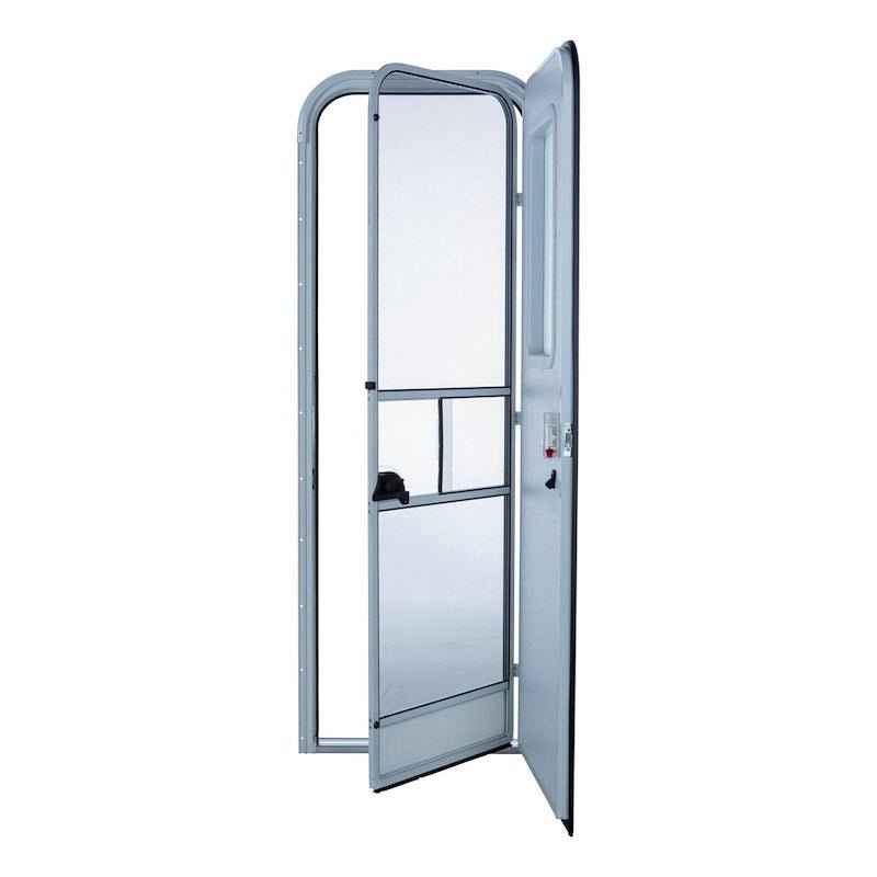 26" x 72" Polar White Radius Entry Door with Fixed Window, Screen Door