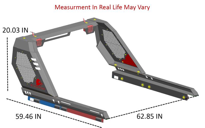 Black Horse Offroad VIRB08B Modular Powder Coated Steel Truck Bed Bar - image 4