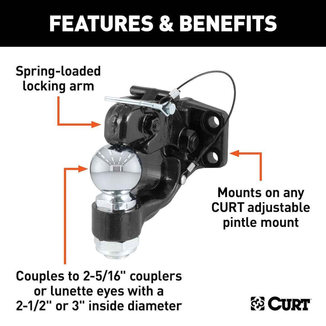 CURT 48200 Pintle Hook - Channel, 16000 lb