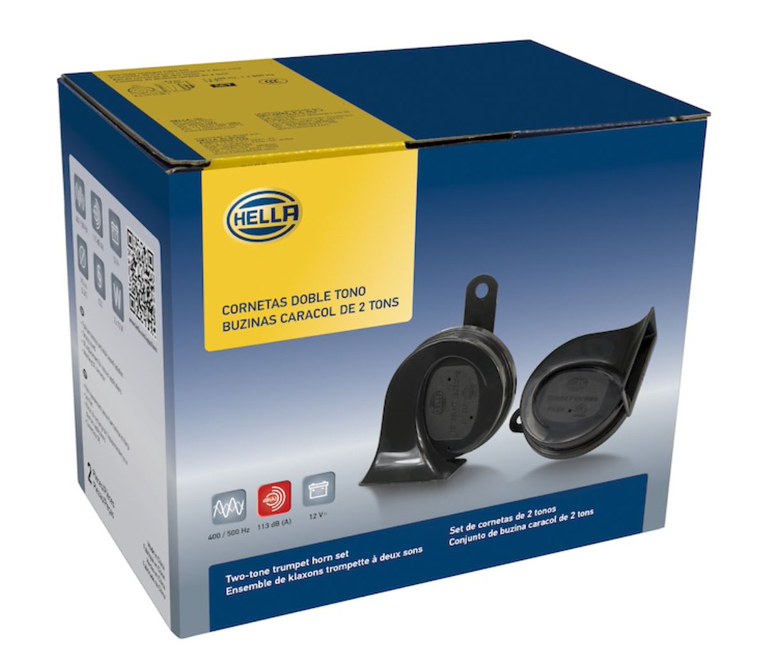 Hella 012010901 Black Trumpet Horn Kit