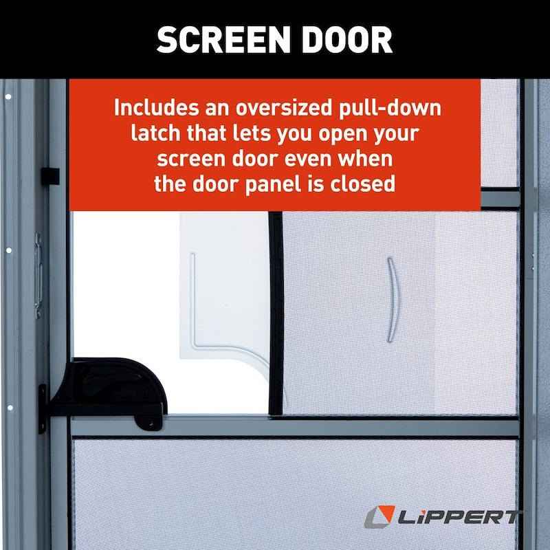 30" x 72" Polar White Radius Entry Door with Obscure Glass Window and Screen Door