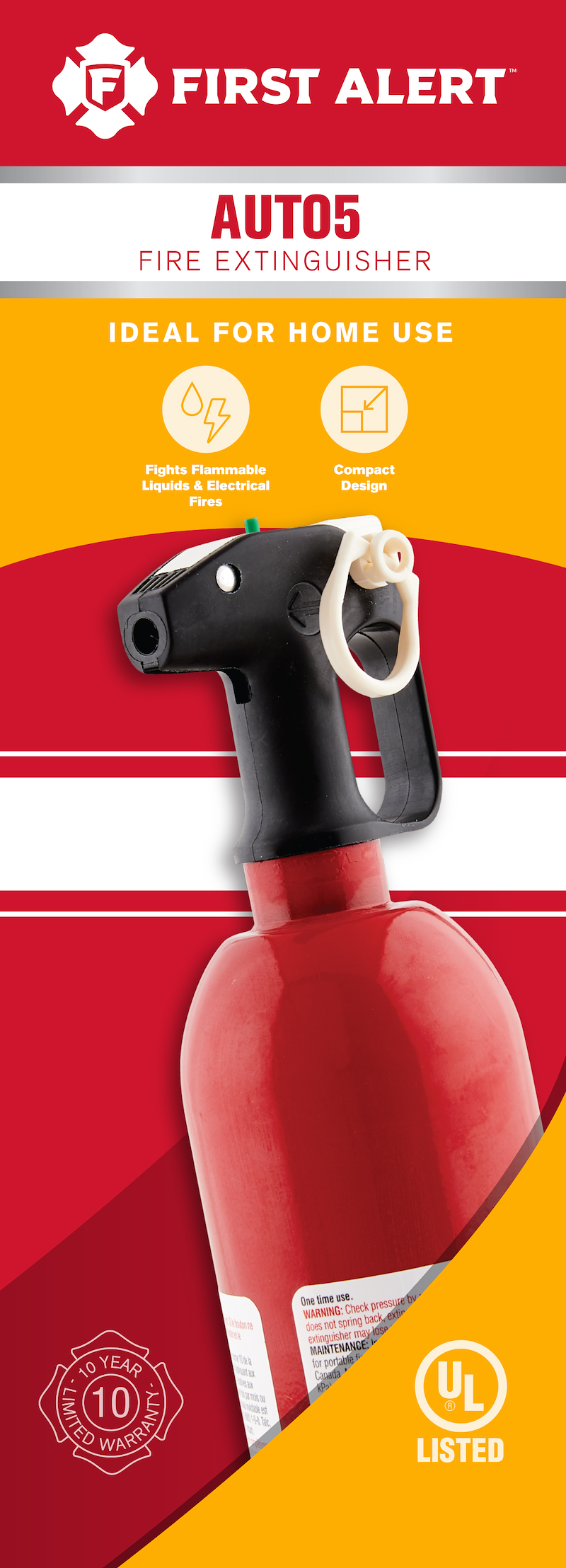 First Alert AUTO5 Automotive Fire Extinguisher 1.4 lb UL Rated 5-B:C