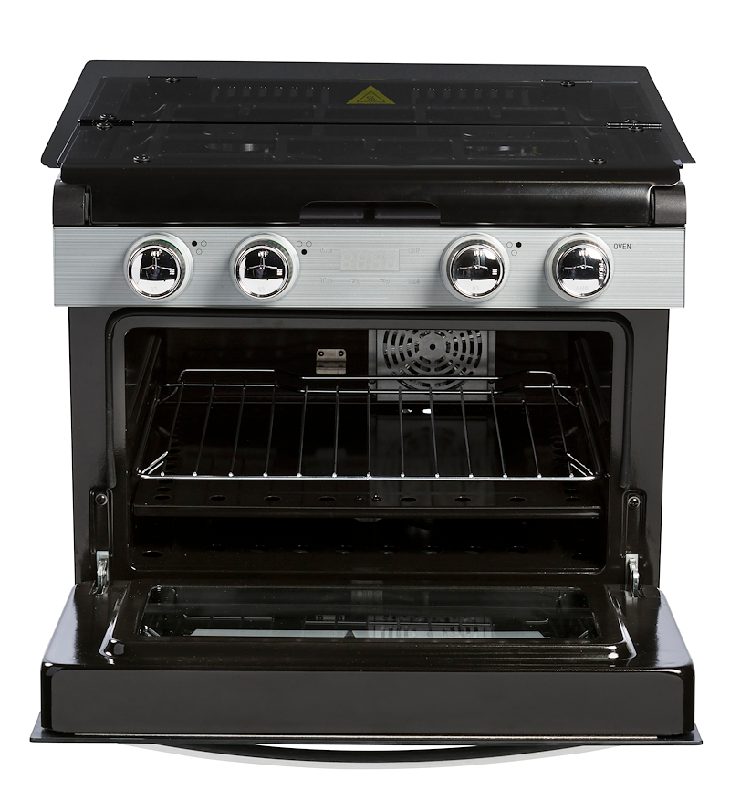 Invision RV Propane Range Stove 3 Burner With Oven – Black - 480-2730